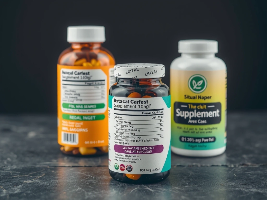 Clear supplement labels showing ingredients