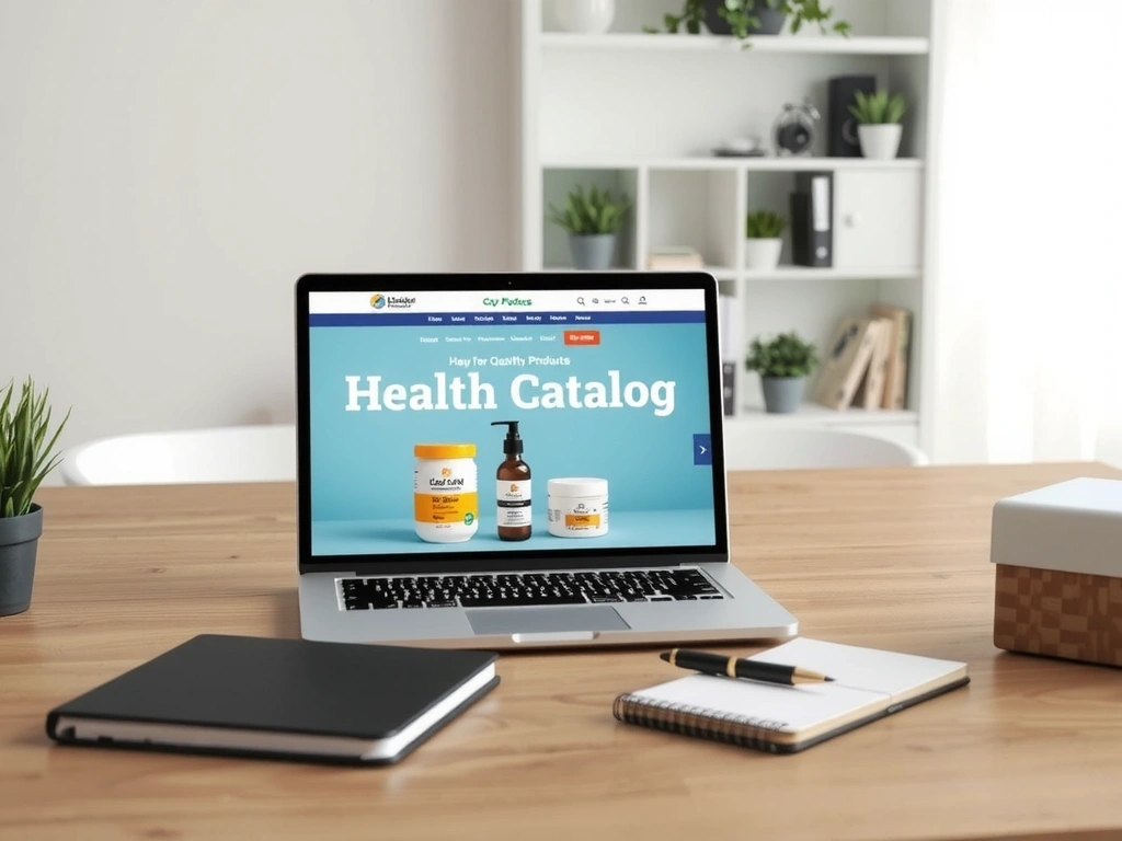 Modern office workspace with digital catalog